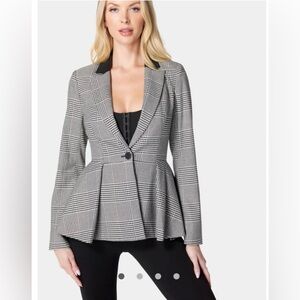 Bebe Peplum Black & White Blazer